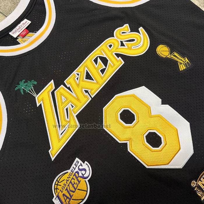 Camiseta Los Angeles Lakers Kobe Bryant NO 8 Hardwood Classics Mitchell & Ness 1996-97 Negro
